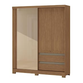 Miniatura Guarda-Roupa Casal 1 Porta Correr Atualle Condor 3D Flex com Reflecta Acácia