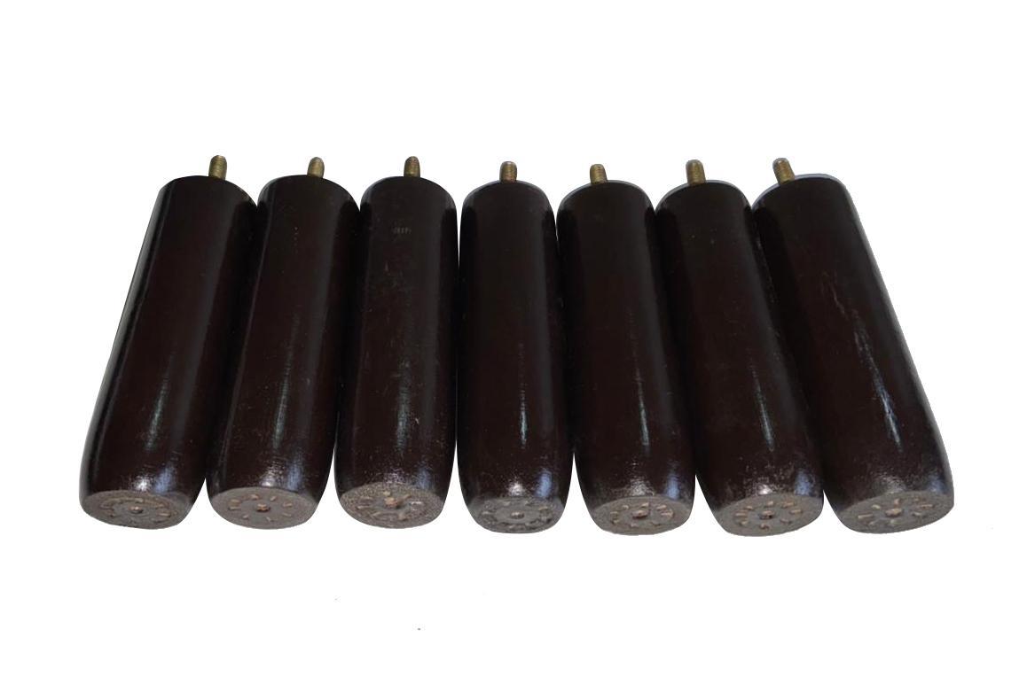 Miniatura Pé Cama Box 7 Pes Madeira 12Cm Casal Marrom Escuro