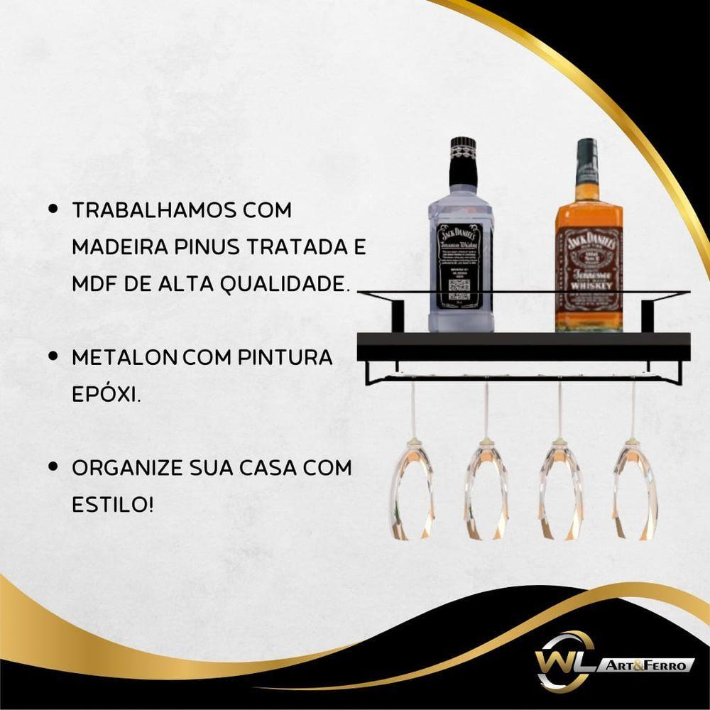 Miniatura Adega Bar Bebida Com Porta Taça 50cm Preto