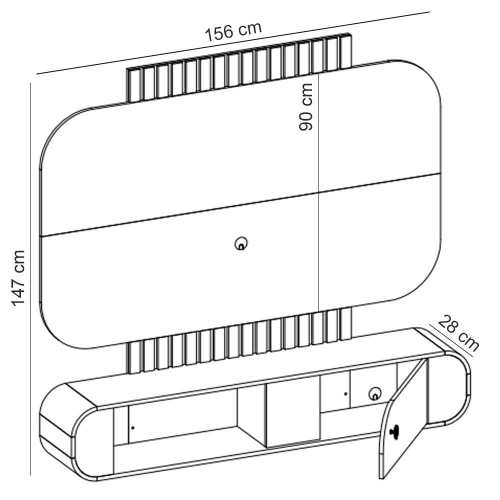 Miniatura Painel Para Tv 55 Pol Com Bancada Suspensa Maestri B02 Naturalle Off White - Lyam Decor