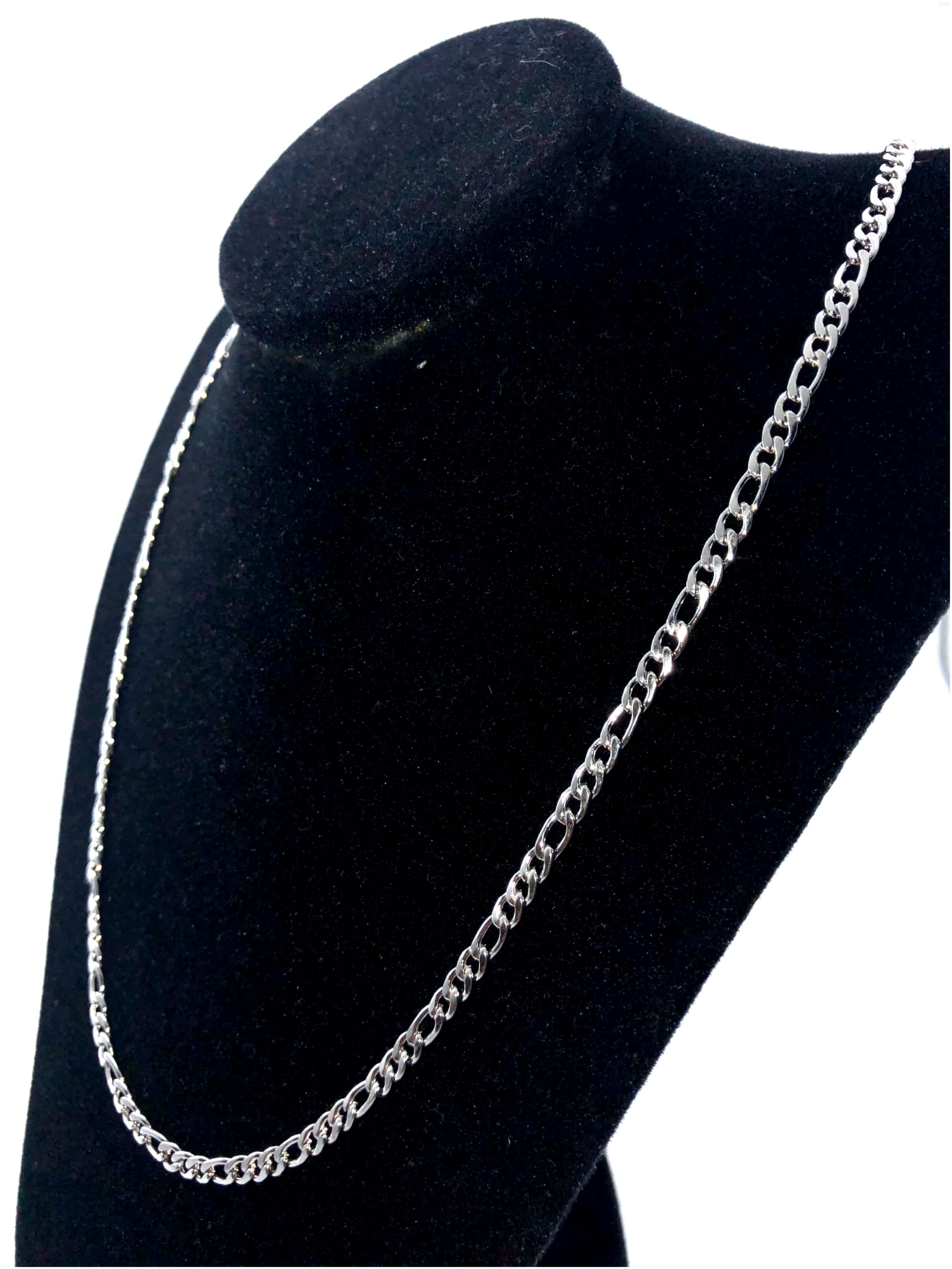 Miniatura Corrente Cordão Aço Cirúrgico Inox Masculino Prata Elo