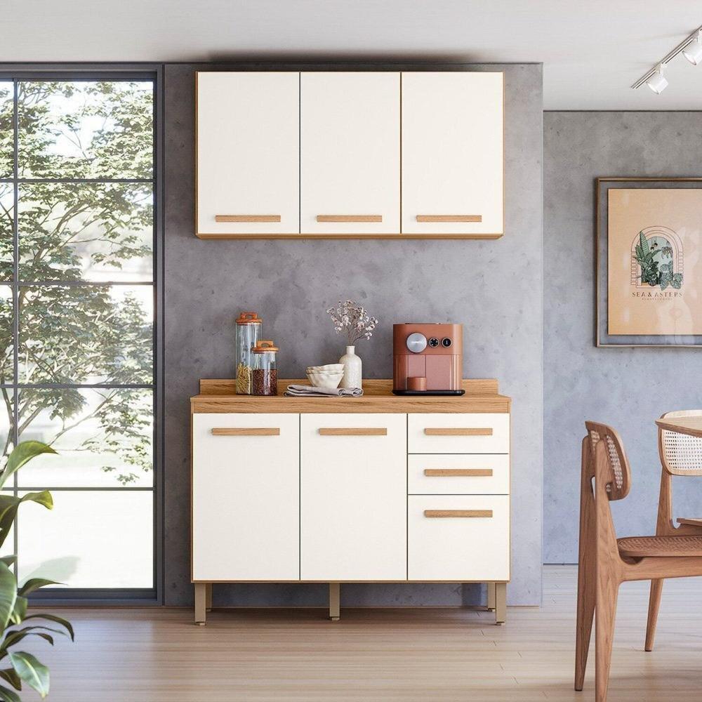 Miniatura Armario para Cozinha 120cm X 212,5cm Amore Freijó/Off White