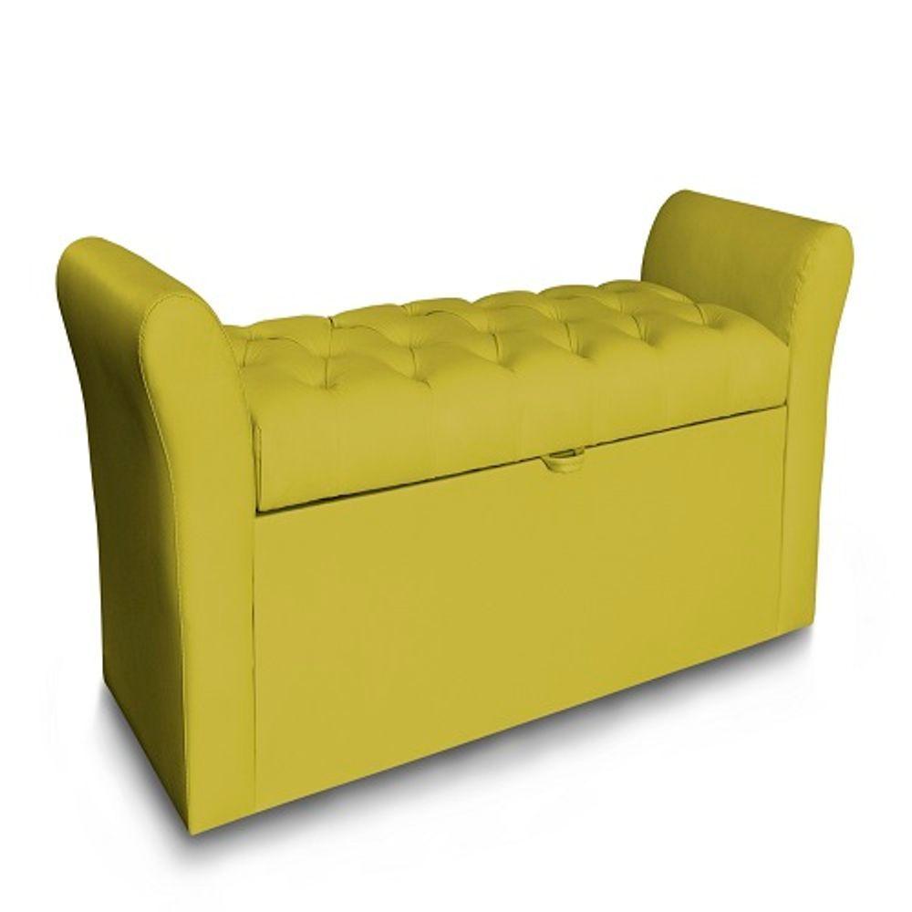 Miniatura Recamier Baú Egeo 2,00m X55 Suede Amarelo - Bandiera Decor