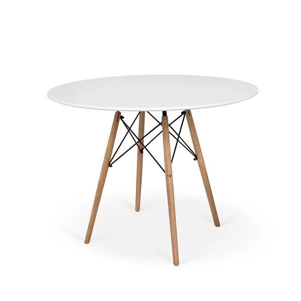 Sala De Jantar Mesa Eames Eiffel Branca 90Cm Com 4 Cadeiras