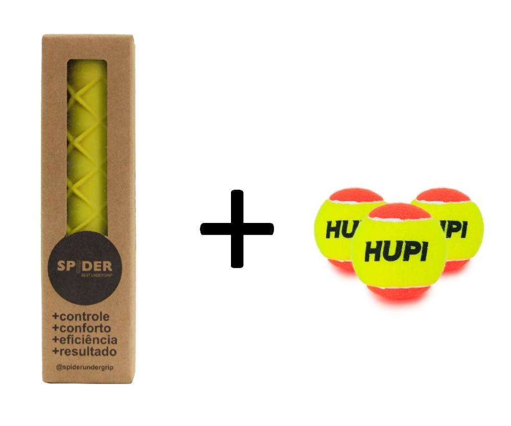 Undergrip Spider Amarelo + Pack 03 Bolas HUPI Pro Beach Tennis