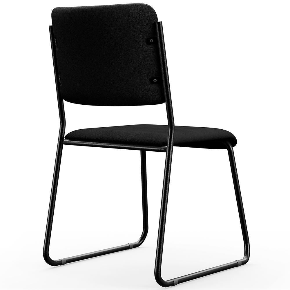 Kit 04 Cadeiras Hoteleira Auditório Empilhável Inter L02 Crepe Preto - Lyam Decor
