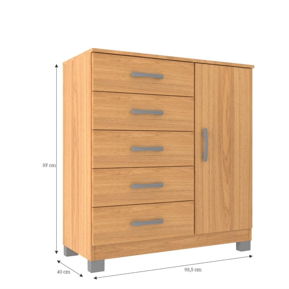 Miniatura Cômoda Sapateira 1 Porta 5 Gavetas Zurique Evidência Móveis com Pés Cinnamomo