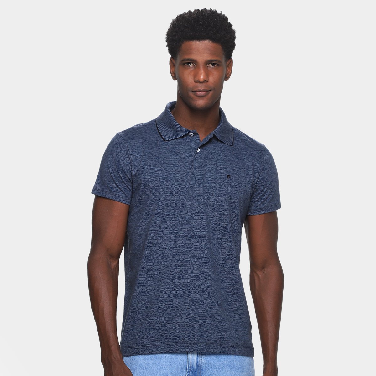 Miniatura Camisa Polo Pierre Cardin Meia Malha Masculina Azul Escuro - G