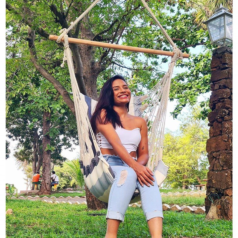 Cadeira De Balanço Suspensa Rede De Teto Varias Cores amarela