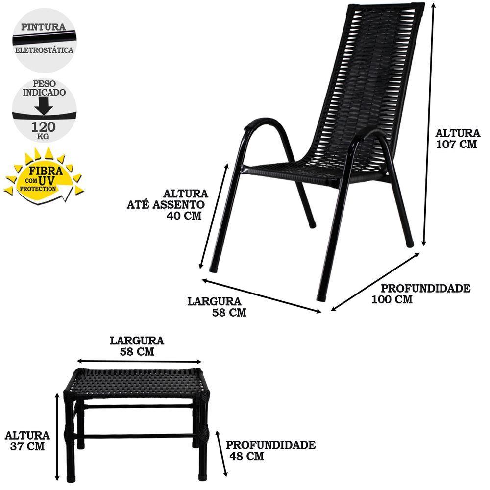 Miniatura Conjunto Com 4 Cadeiras E Mesa De Centro Canadá Cor Preto