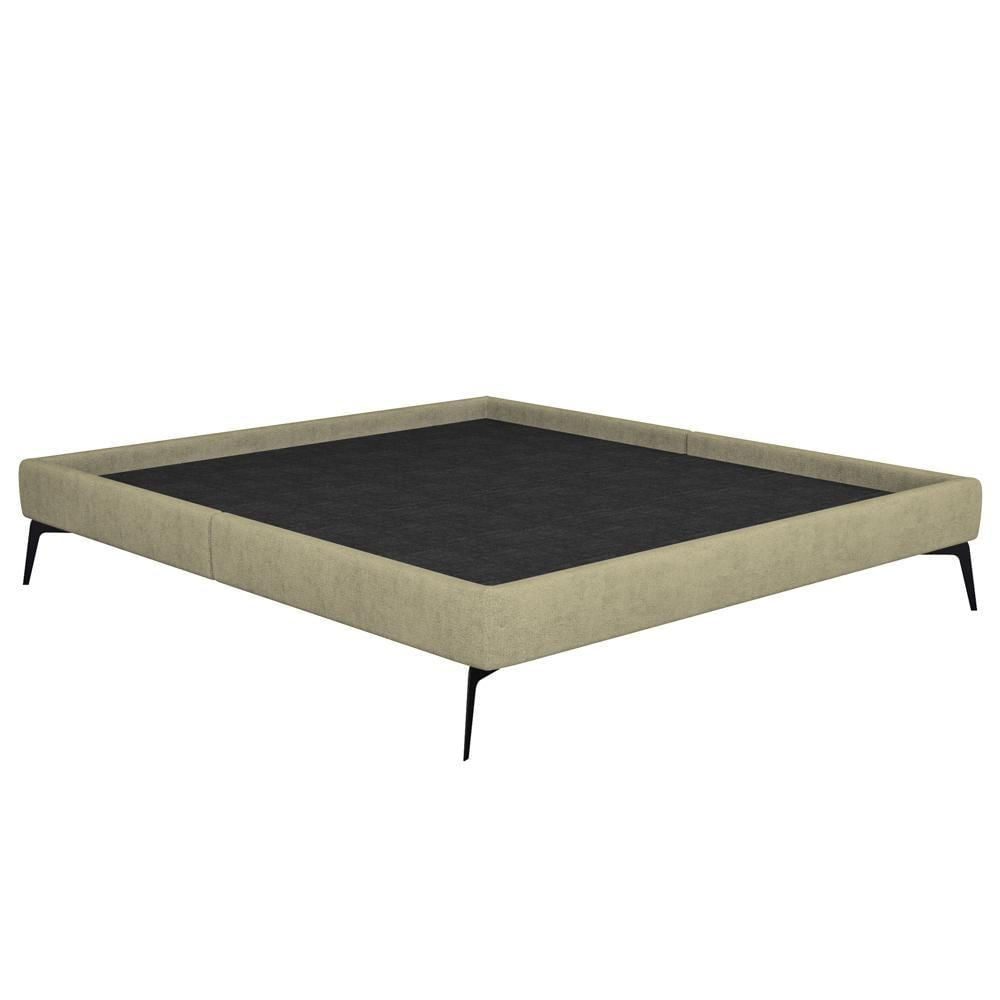 Cama Casal Com Cabeceira 145cm Pés Metálicos Elisa S05 Veludo Bege - Mpozenato