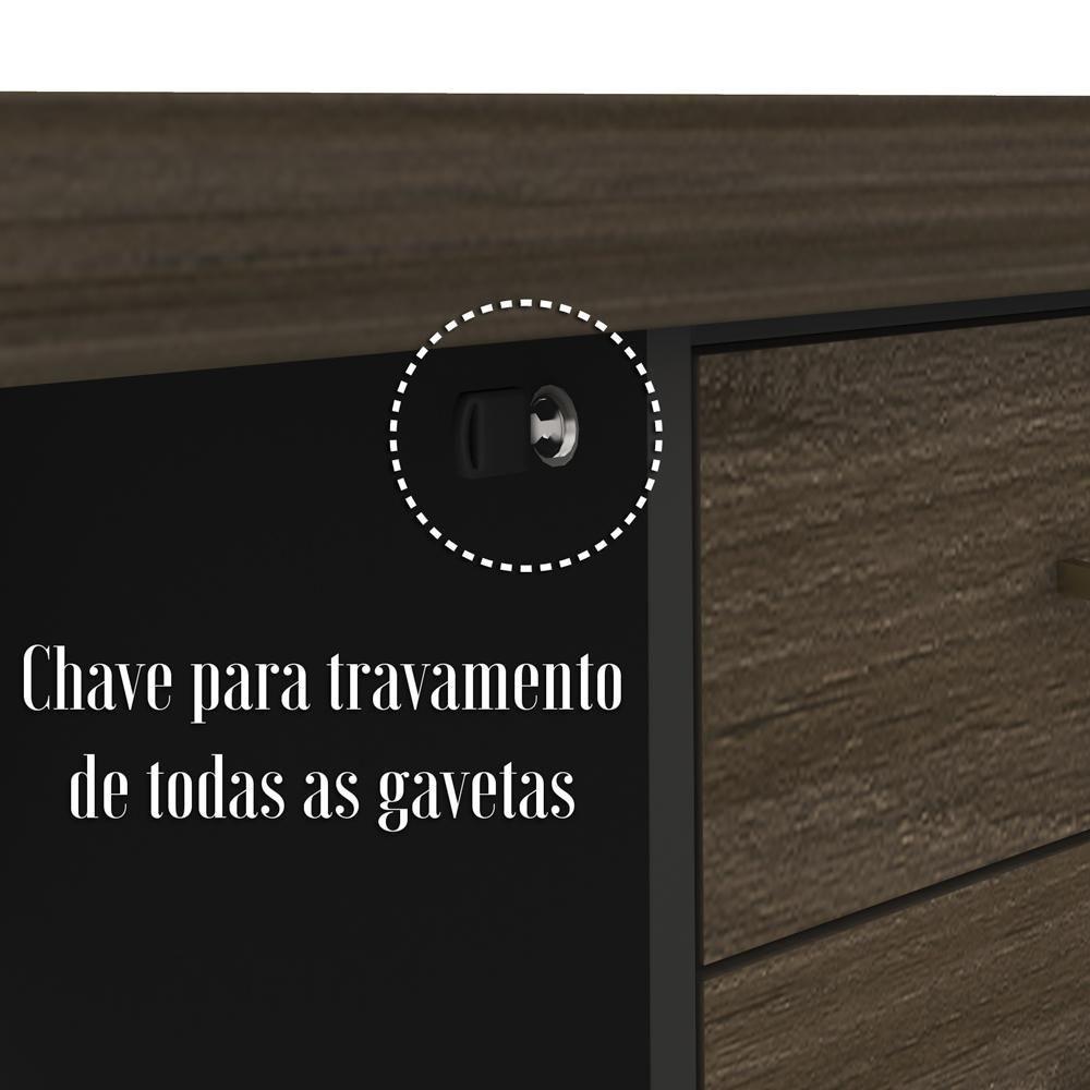 Miniatura Mesa Para Escritório 4 Gavetas Lado Direito 180cm Tamburato Executiva A06 Marrom-preto - Mpozenato