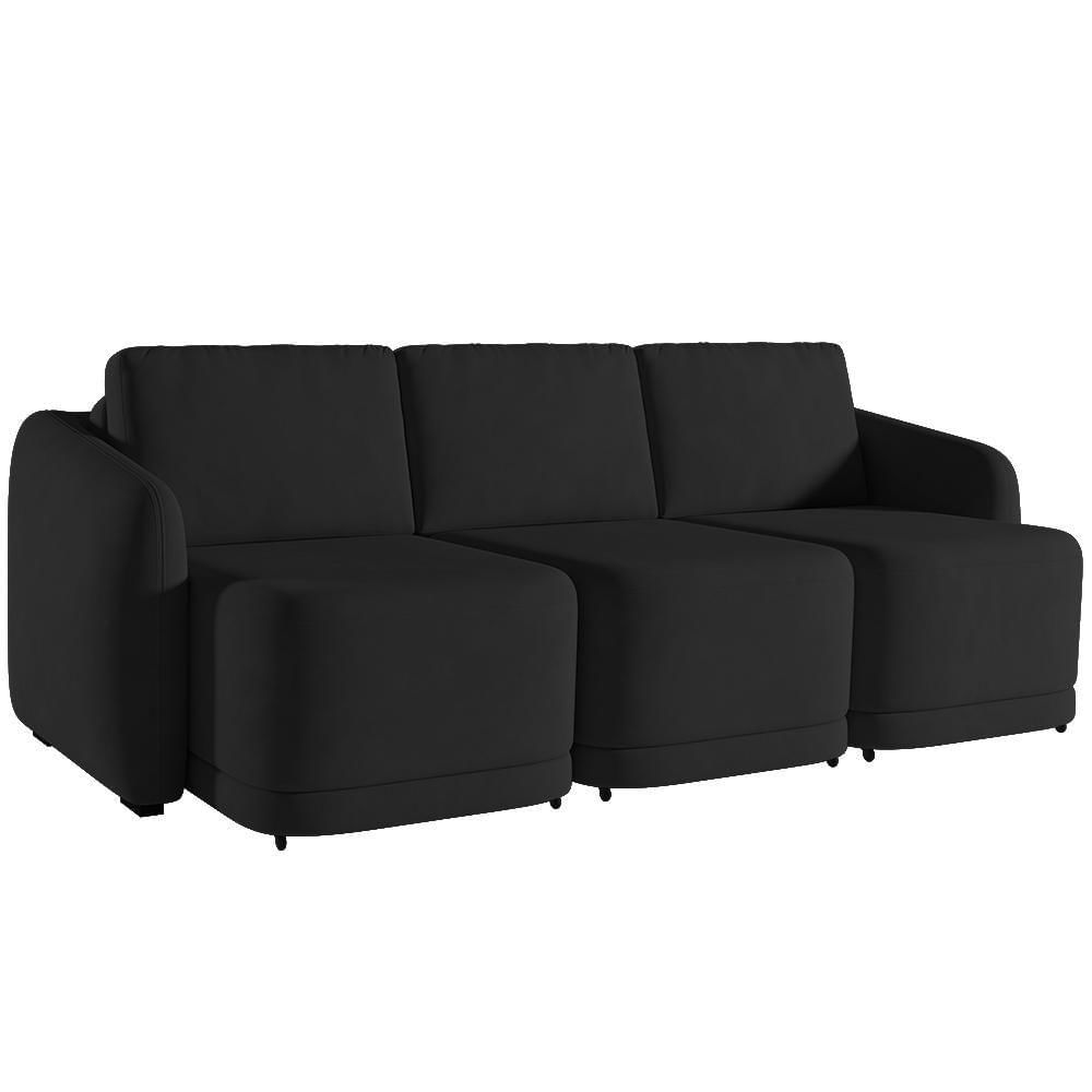Sofá Cama Casal Para Sala 276cm Polska K04 Veludo Preto - Mpozenato
