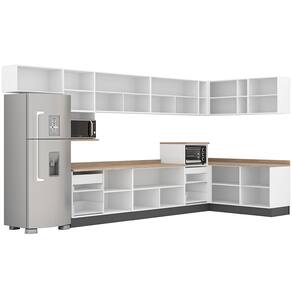 Miniatura Cozinha Completa Bartira Linea com 13 Portas e 6 Gavetas e 9 Prateleiras - 562,6cm de largura Branca