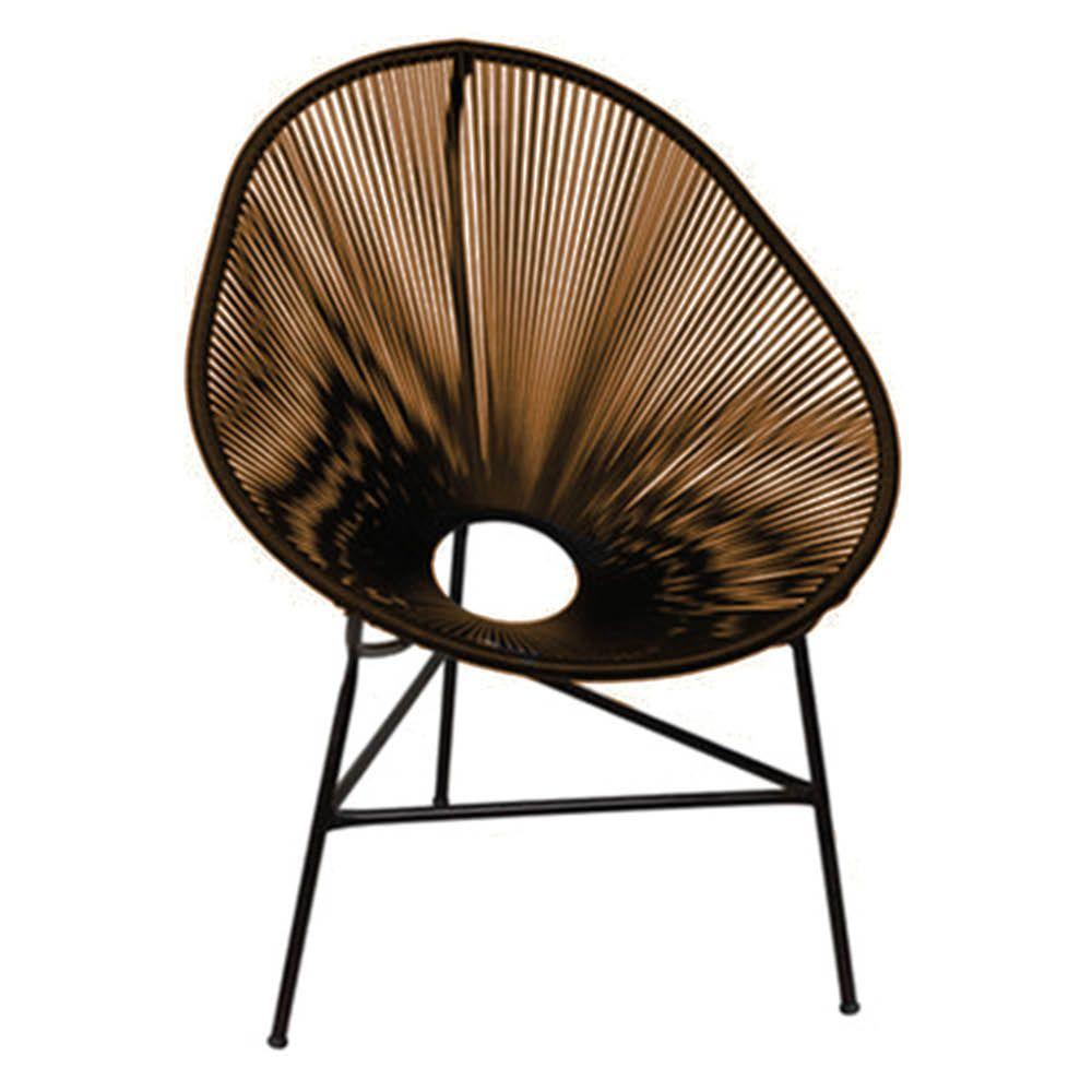 Miniatura Kit 04 Poltrona Acapulco Plus Para Área Externa Varanda Impermeável Aço E Fibra Sintética Marrom