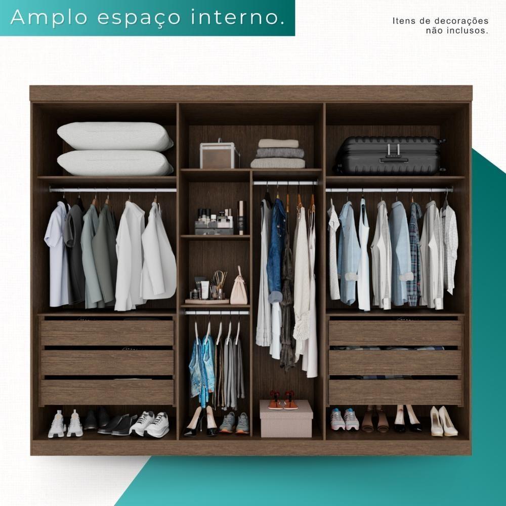 Guarda Roupa Casal 100% Mdf 6 Portas 6 Gavetas Itália - Mais Móveis Newcanion-offwhite