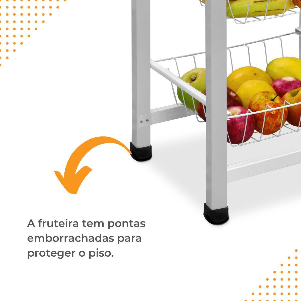 Miniatura Fruteira De Chão Aramada Cozinha Metal Madeira Moderna Mesa
