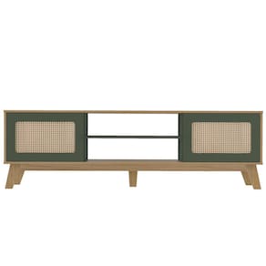 Miniatura Rack Artely Charlotte com 180 cm de Largura, Ideal para TV de até 75” Carvalho/Menta