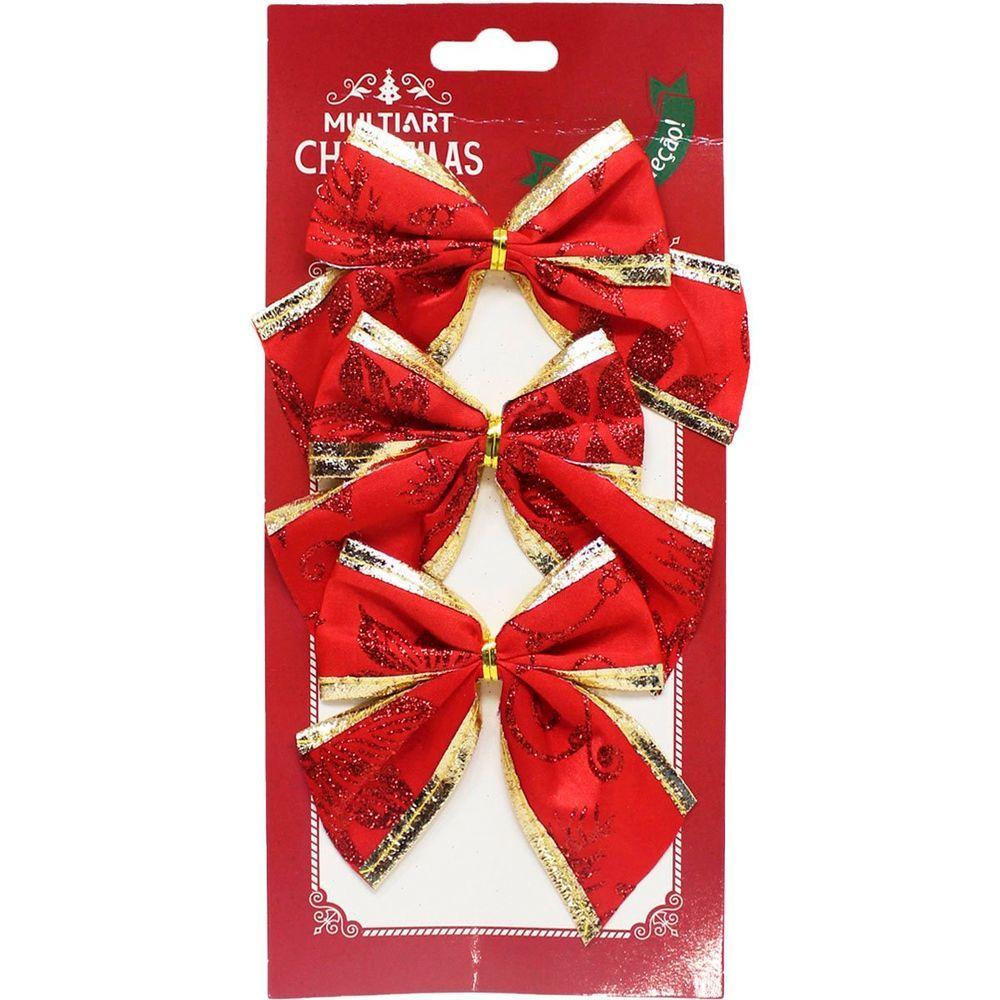 Miniatura Kit 12 Enfeite Laços Natalino Vermelho árvore Natal De 10cm