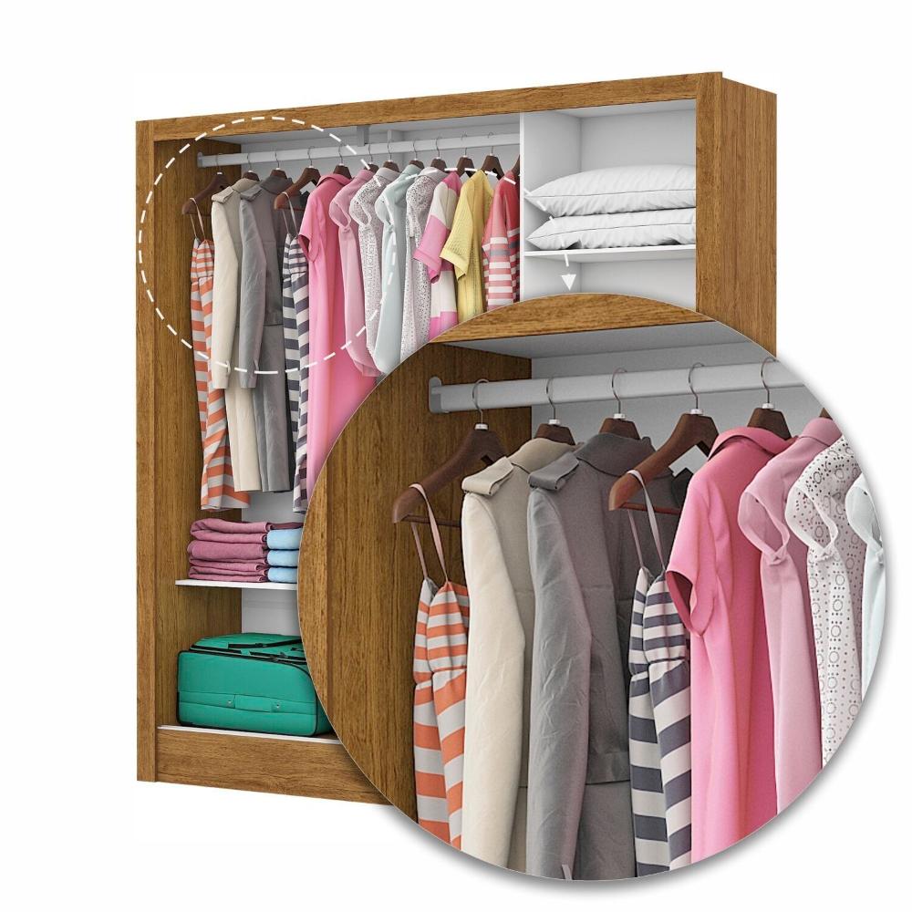 Guarda-Roupa Casal Modulado 4 Portas Santiago 3 Portas Premium 5 Gaveta com Espelho Cinamomo