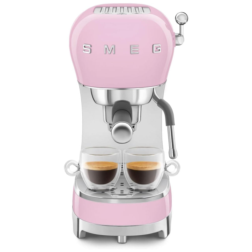 Miniatura Cafeteira Smeg com Vaporizador, 15 Bar de Pressão, Filtro Inox, Aquecedor de Xícaras, Controles Simples - Prepare Cafés Incríveis!