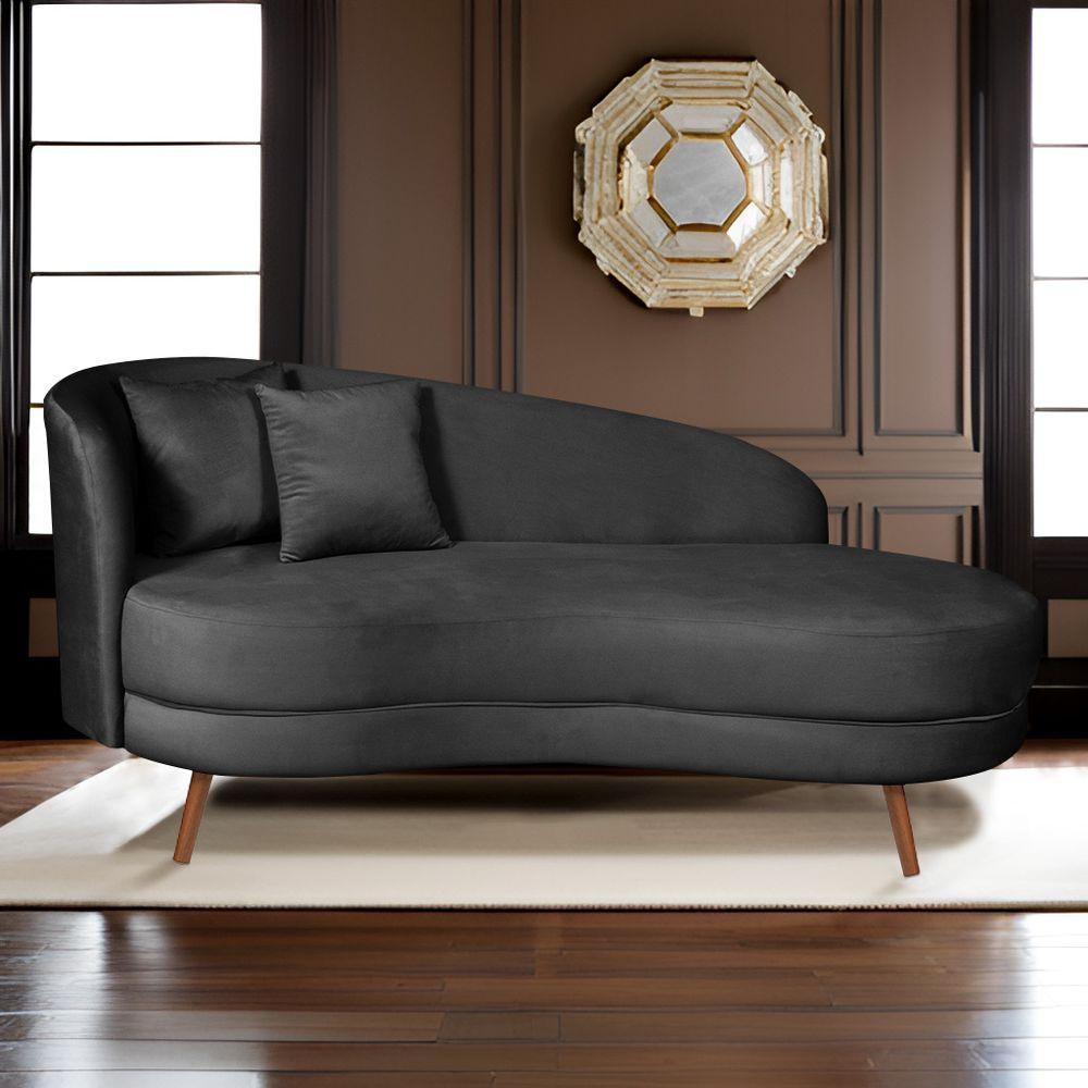 Chaise Longue Divã Emili 1,60 Veludo Preto