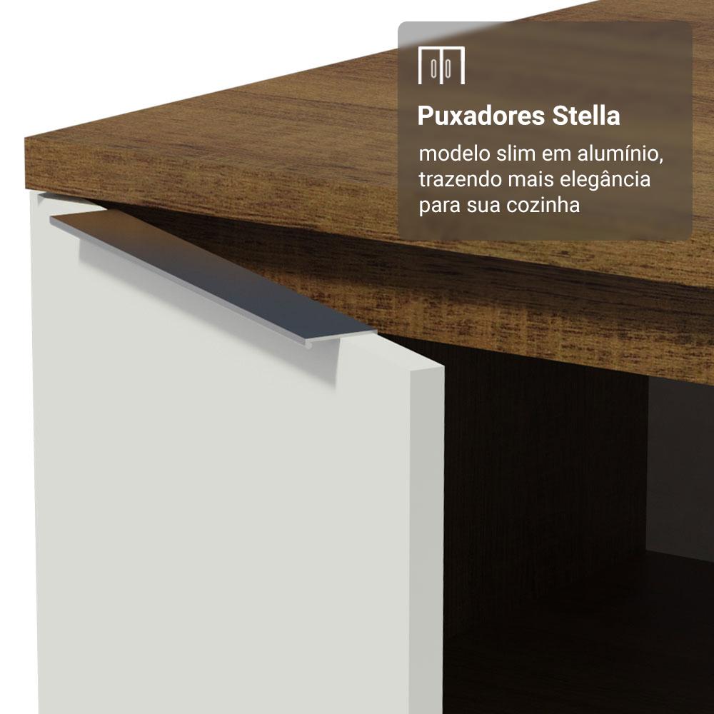 Miniatura Armário de Cozinha Compacta 190cm Rustic/Branco Stella Madesa 03 Rustic/Branco