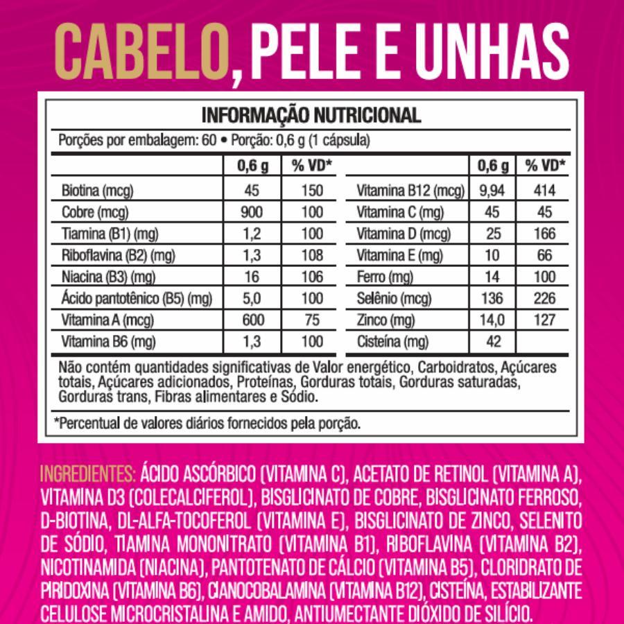 Miniatura Cabelo, Pele E Unhas 60 Caps 600Mg 16 Ativos - Nutrione