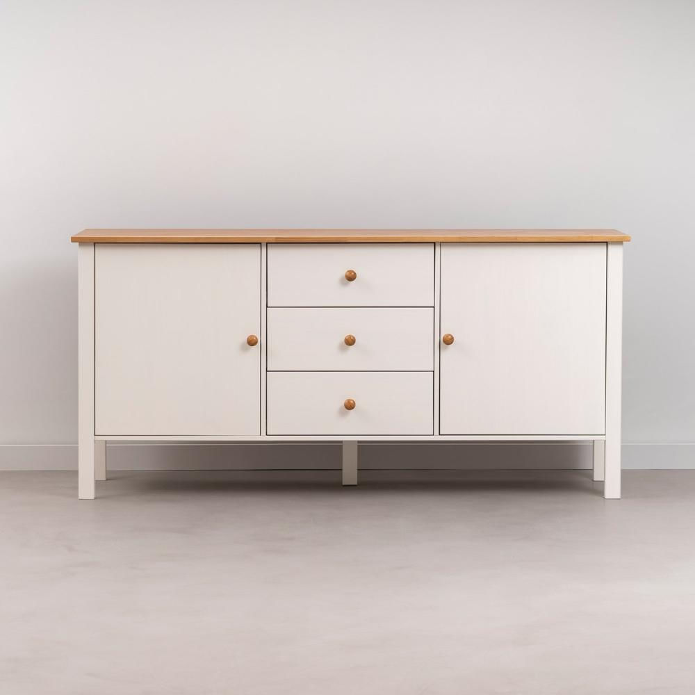 Buffet 2 Portas 3 Gavetas Madeira Maciça Vanilla CabeCasa MadeiraMadeira Amêndoa/Branco