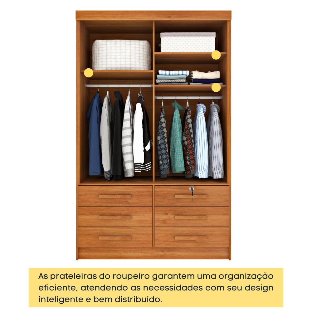 Miniatura Guarda Roupa Solteiro com Espelho 2 Portas 6 Gavetas 133cm Chicago Guarda Roupa 2 Portas 6 Gavetas Chicago Tcil Móveis Cinamomo