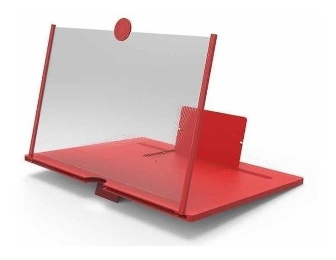 Miniatura Lente Aumento Tela 3D Suporte Zoom Celular Vermelho