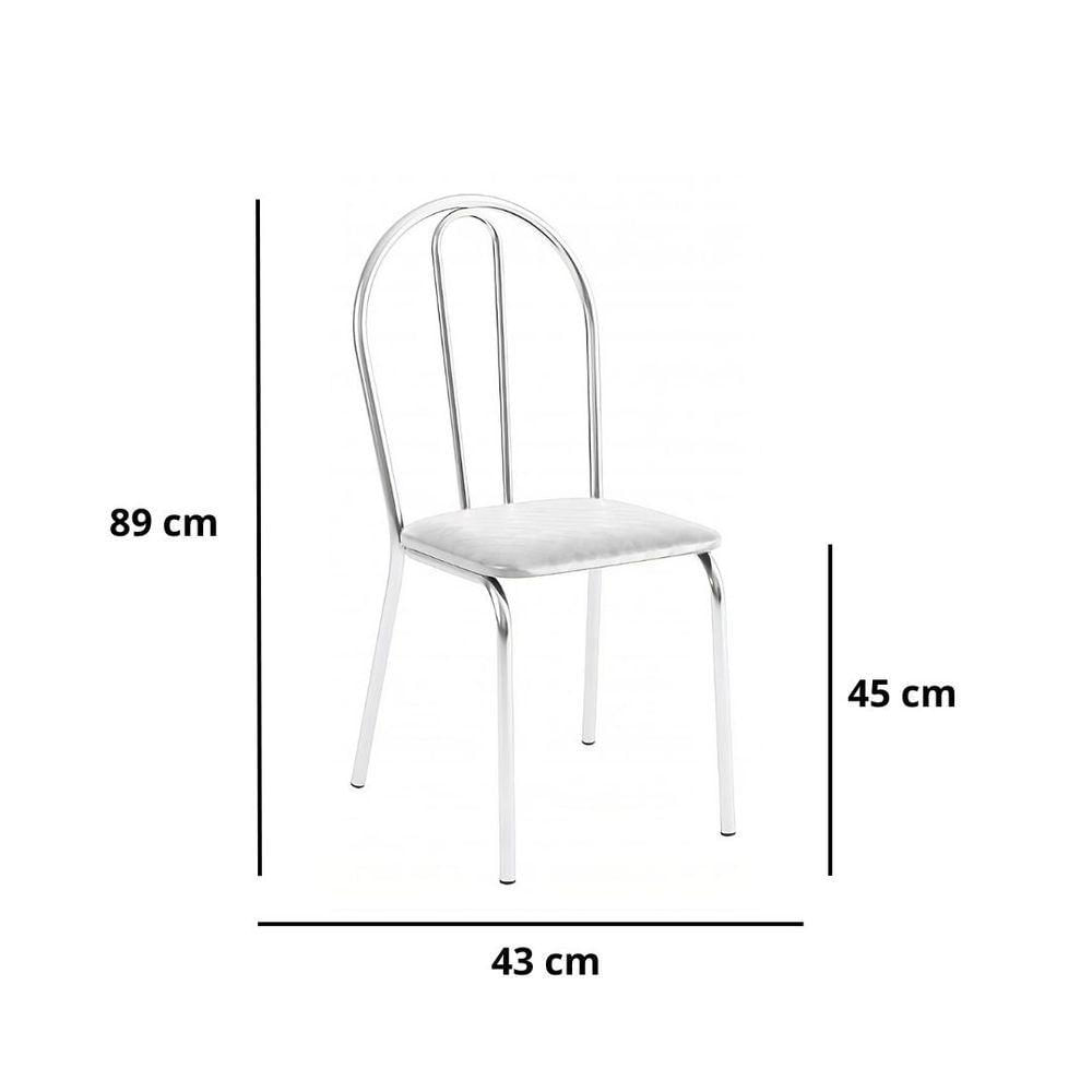 Miniatura Kit 5 Cadeiras Lisboa Cromada Para Cozinha Ou área Gourmet-assento Sintético Branco