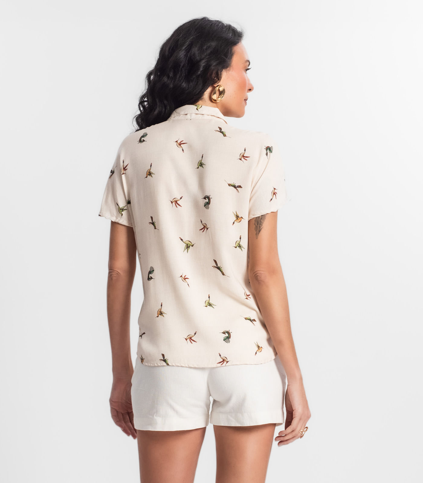 Miniatura Camisa Feminina Estampada Manga Curta Select Branco G