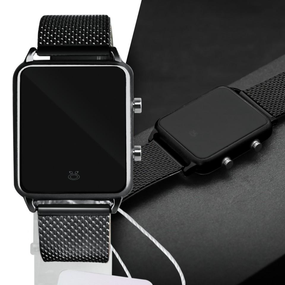 Miniatura Relogio Feminino Digital Led Preto Silicone Original Barato