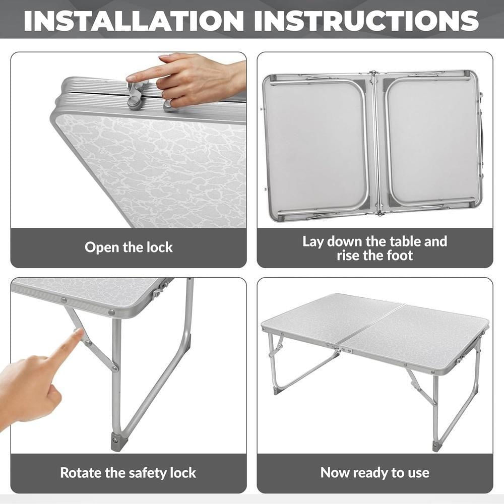 Mesa Portatil Dobravel De Aluminio Com Tampo De Madeira Suporte Para Notebook Home Office Refeicao Estudos Vira Maleta