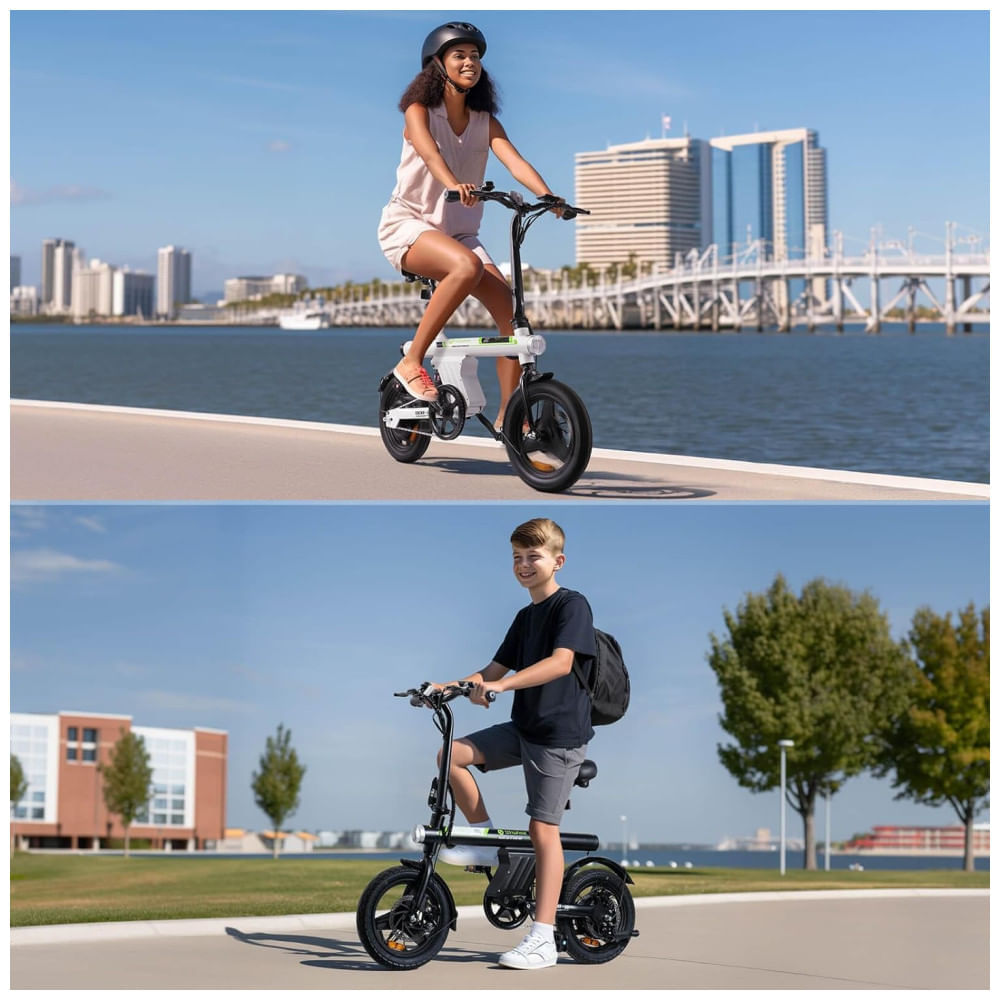 Miniatura Mini Bicicleta Elétrica U1 isinwheel 500W | Velocidade Máx. 32 km/h | Autonomia até 40 km | Dobrável, Leve e Inteligente, Preta