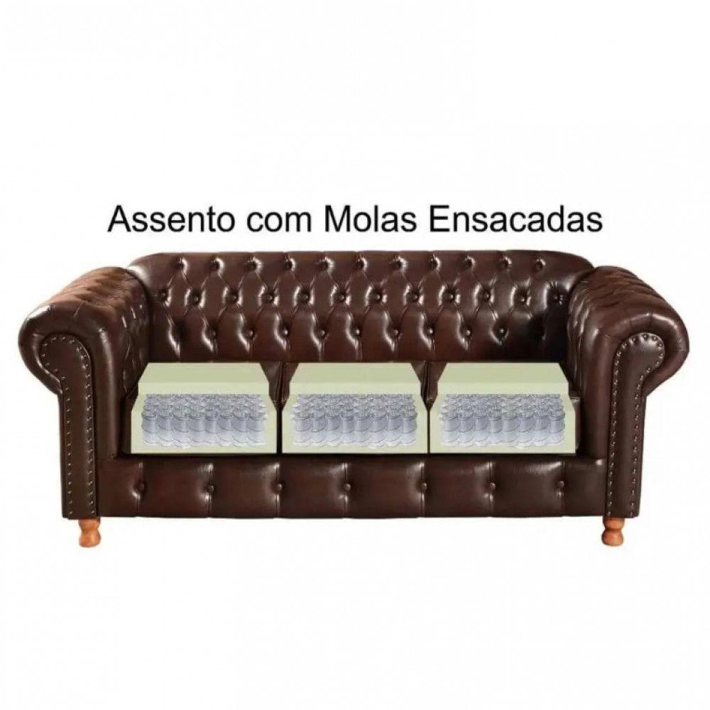 Miniatura Sofá Luís Xv 3 Lugares Chesterfield Capitonê Vintage Clássic Café