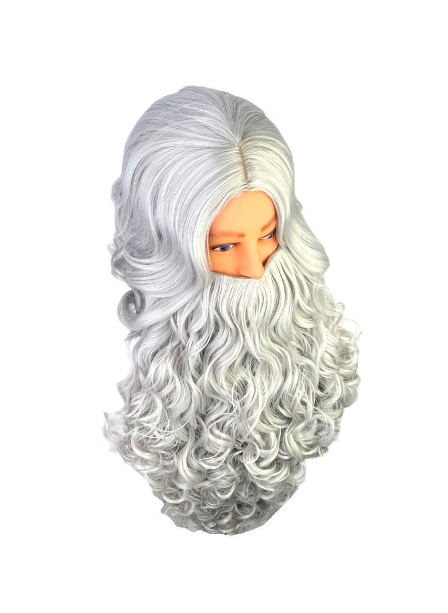 Peruca e Barba Grisalha Moises Noé Isac + | 35cm 75cm Cinza