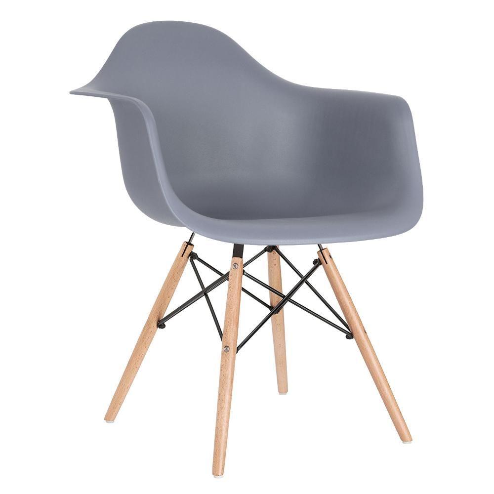 Kit 2 Cadeiras Eames Daw Com Braços + 8 Cadeiras Eiffel Dsw Cinza Escuro