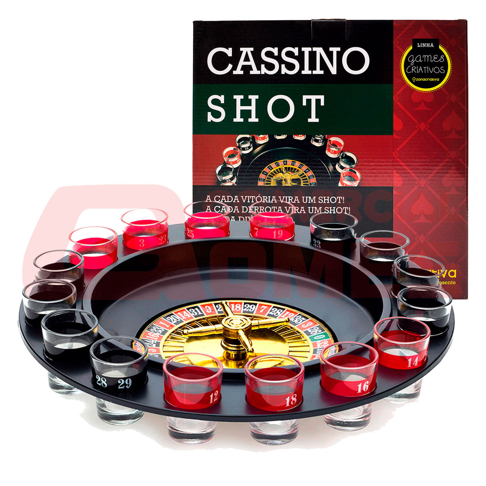 Miniatura Jogo Roleta Cassino com 16 Copos Shot