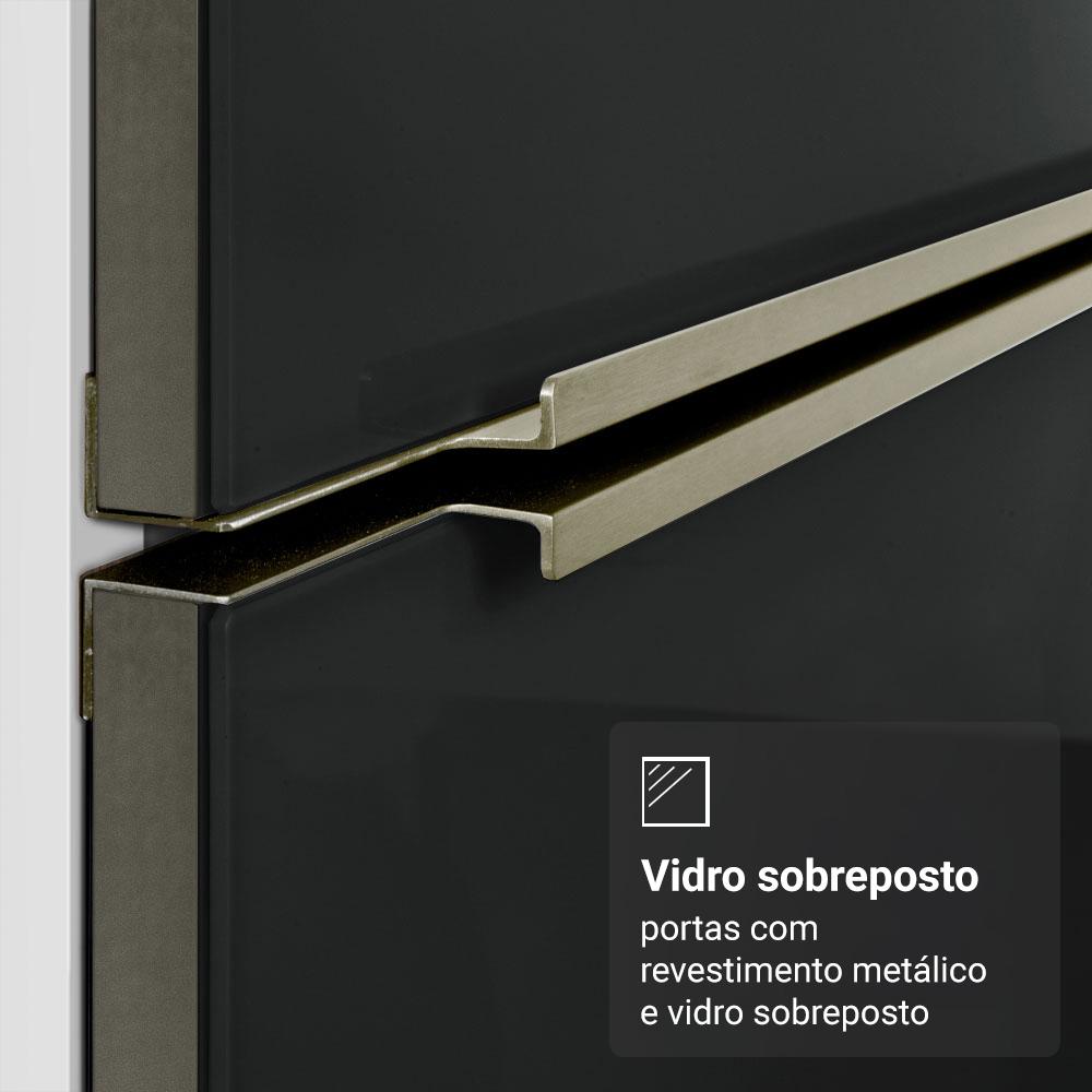 Armário de Cozinha Compacta 190cm Branco/Preto Lux Madesa 02 Branco/Preto