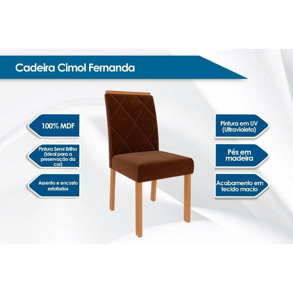 Miniatura Conjunto: Mesa Sala Jantar Flora C- Tampo Madeirado 95cm + 4 Cadeiras Fernanda Nature-ow-nude Cimol