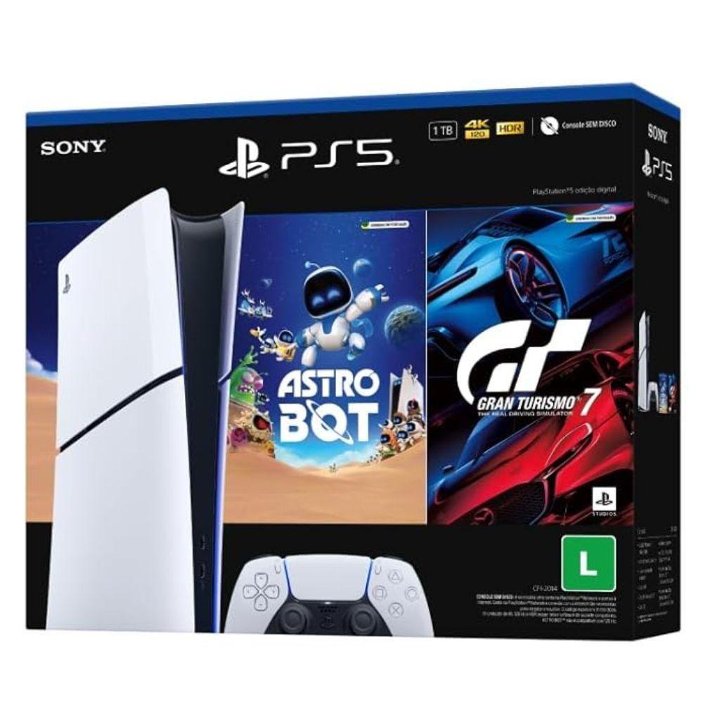 Miniatura Console Playstation 5 Slim Edição Digital 825GB Com 2 Jogos Branco