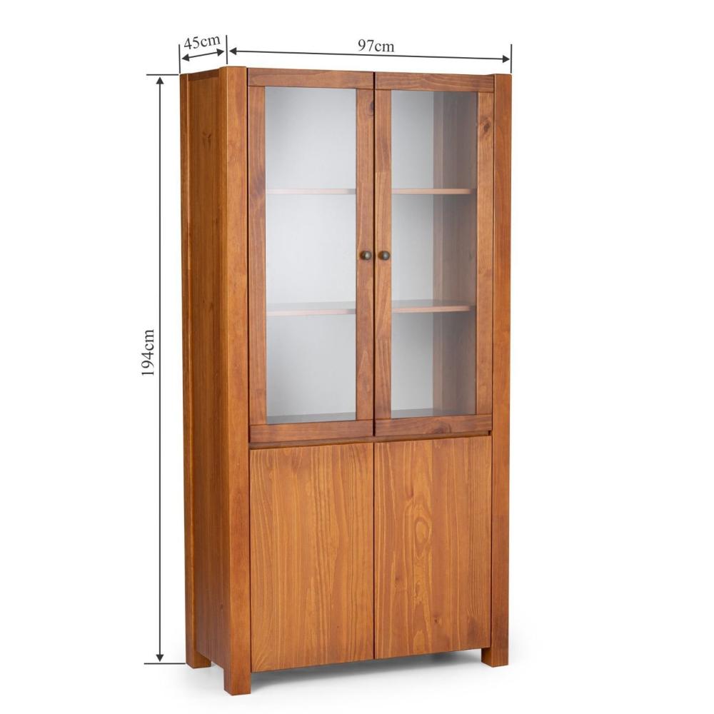 Miniatura Cristaleira Madeira Maciça 2 Portas 4 Prateleiras Rinno Artemobili Garapa