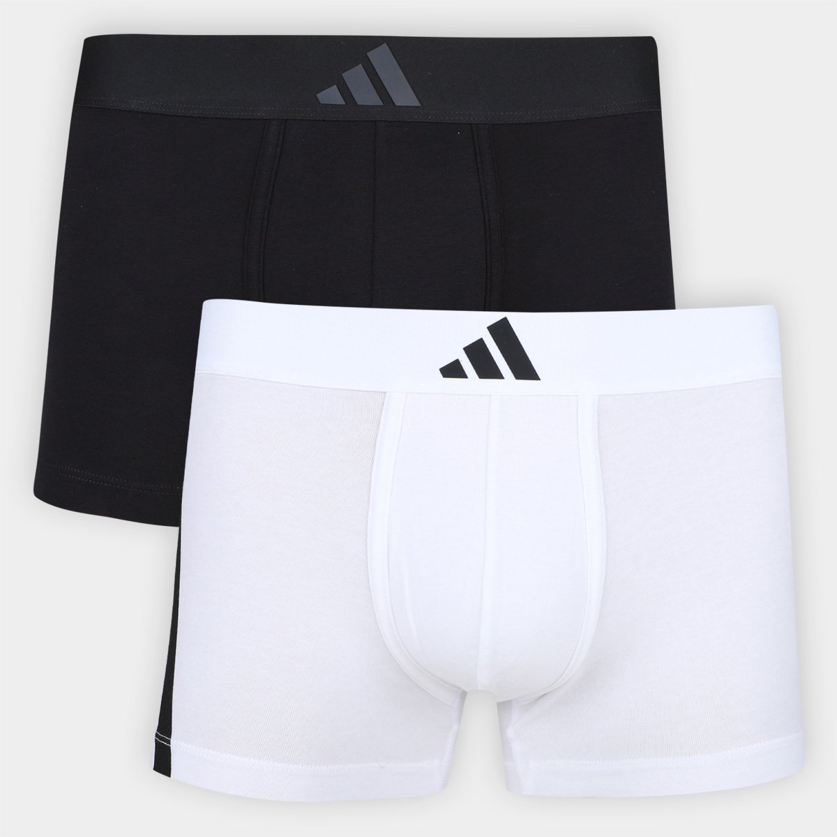 Miniatura Kit Cueca Boxer Adidas Baixa Com 2 Peças Preto+Branco - G