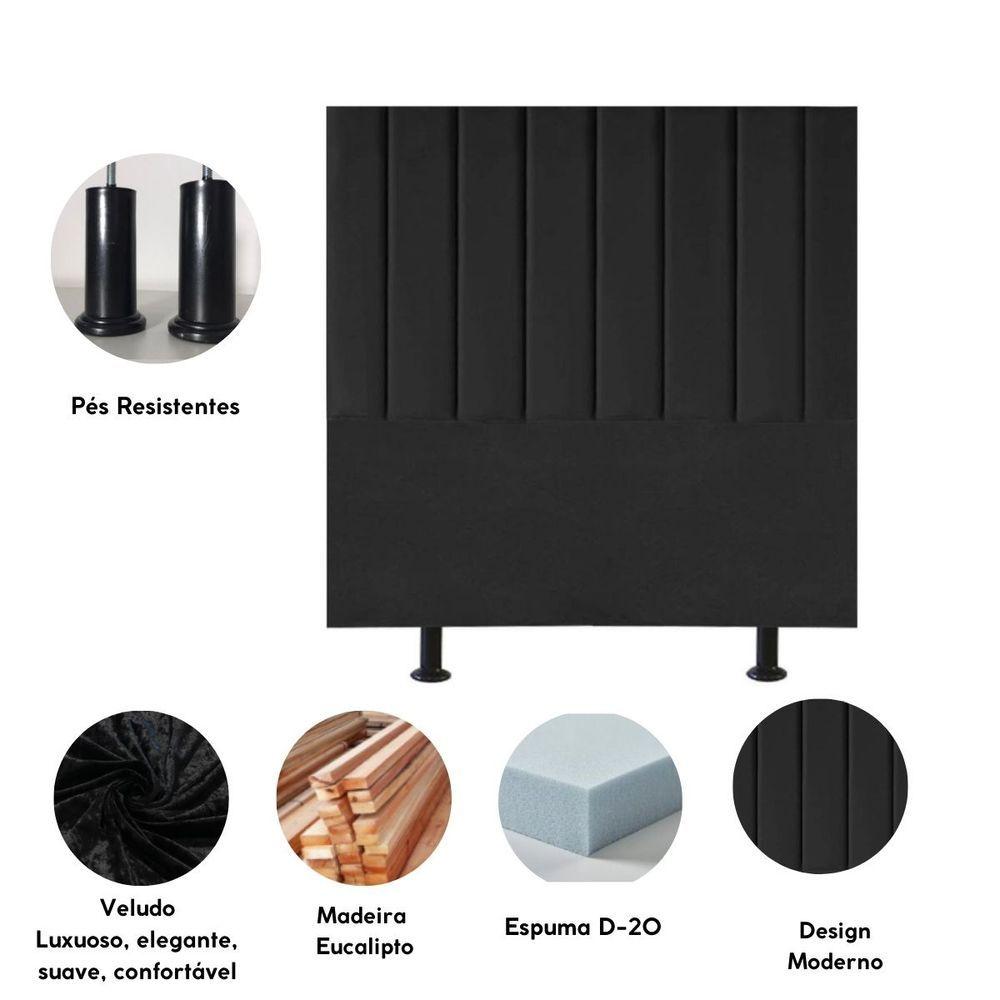 Miniatura Cabeceira Estofada Cama Solteiro 100 Cm Luísa Veludo E Frame Cor:preto