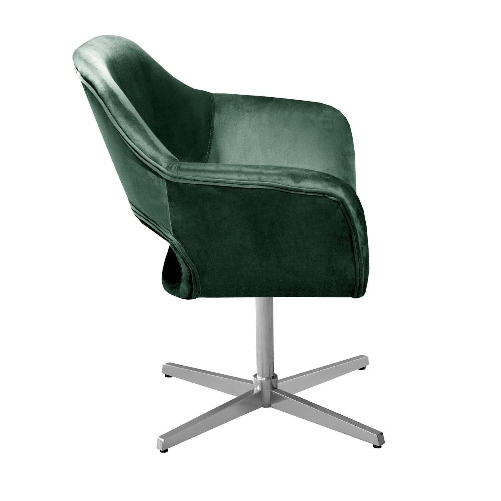 Miniatura Poltrona Decorativa Zara Pé Giratório de Metal Sala Recepção Verde
