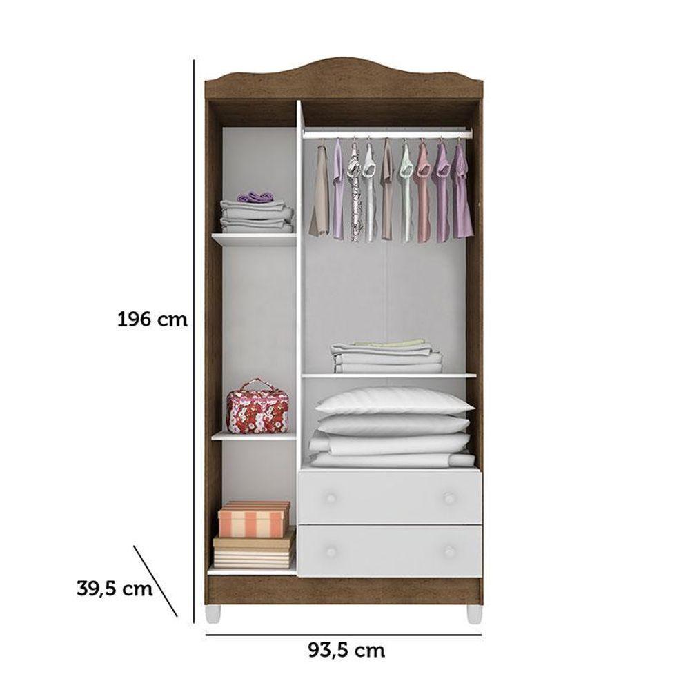 Miniatura Guarda Roupa Infantil New Selena 3 Portas Branco Acetinado Amadeirado - Carolina Móveis