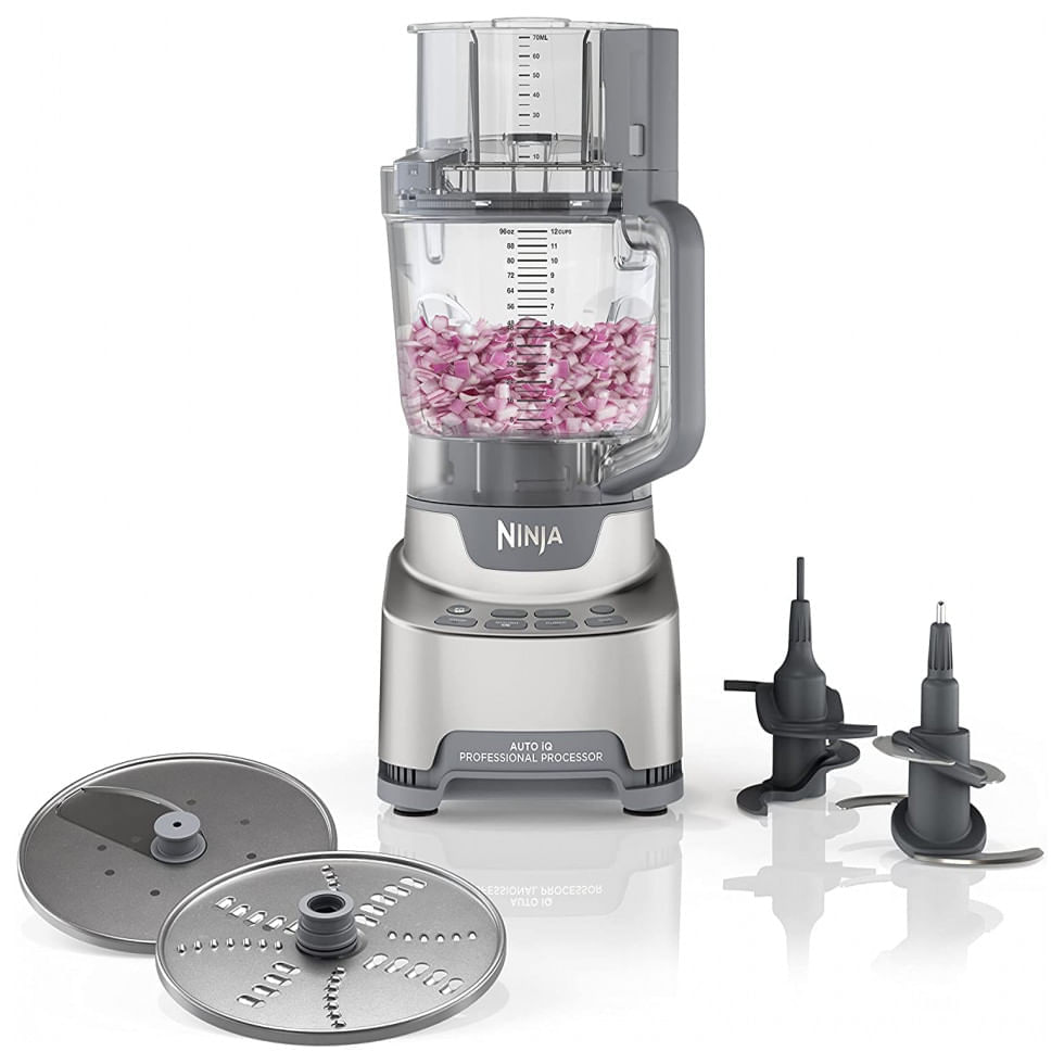 Miniatura Ninja NF701 Processador de Alimentos 2,8L com 4 Funções 2 Lâminas e 2 Discos, 1200W, 110V, Cinza