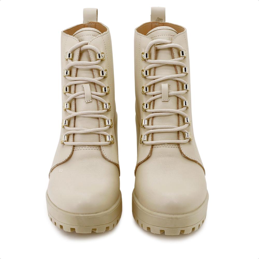 Miniatura Bota Coturno Ramarim Tratorado Cano Médio Feminino Creme - 34